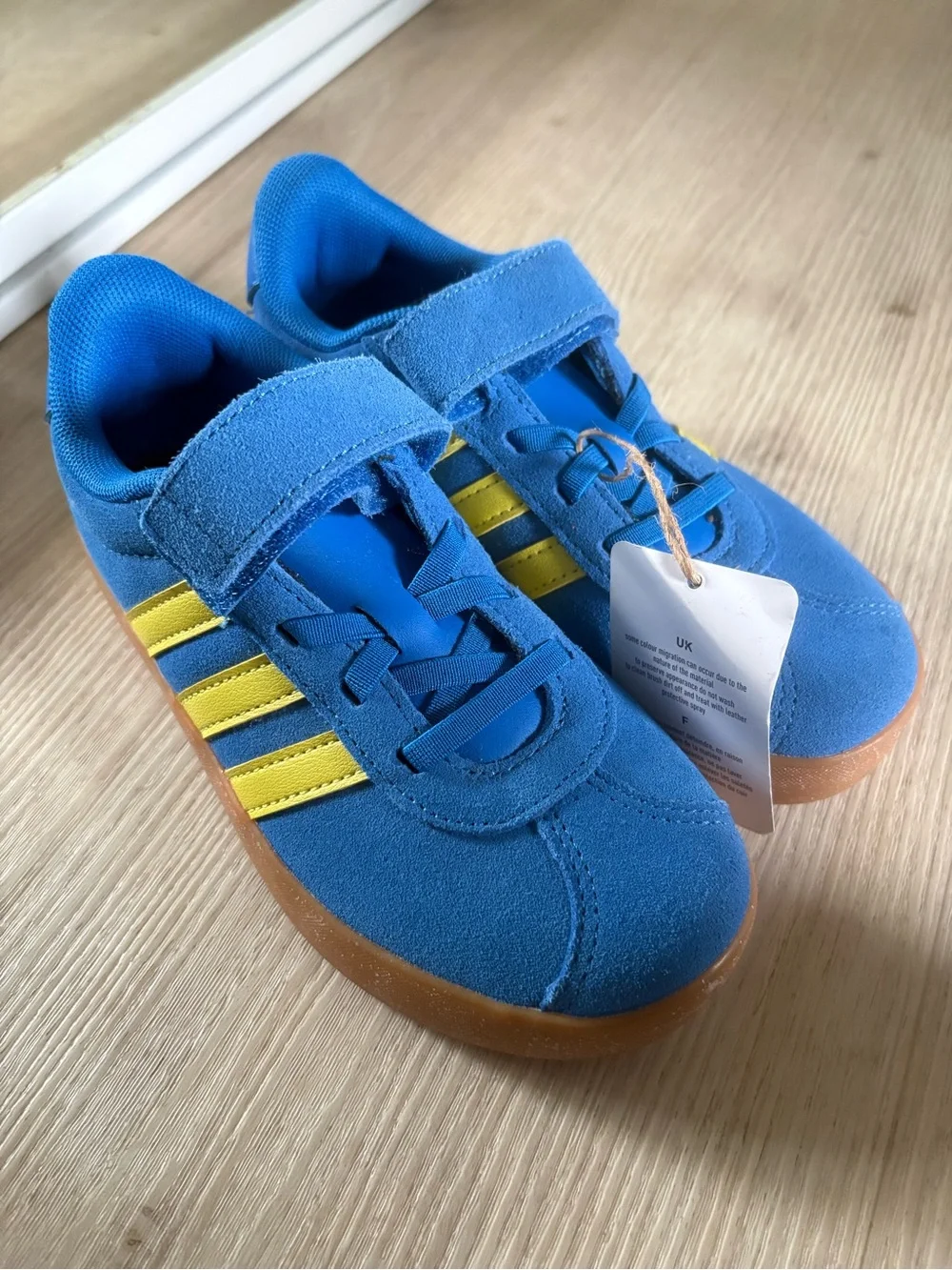 adidas Blue and Yellow Kids Velcro Sneakers